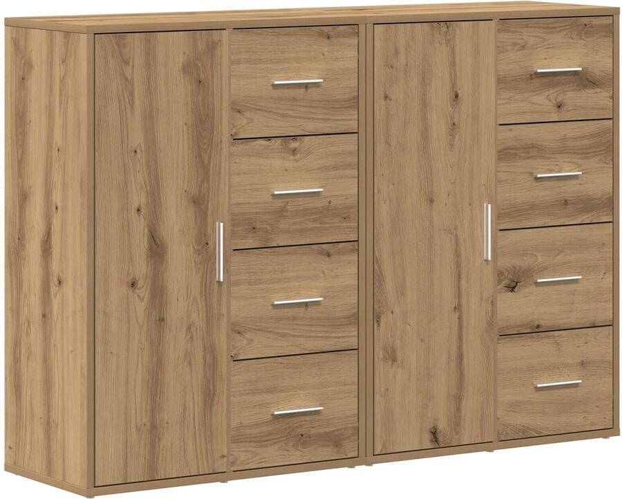 VidaXL Zijmeubel Set van 2 Artiest Eiken MDF Spaanplaat Groot Buffet - Foto 2