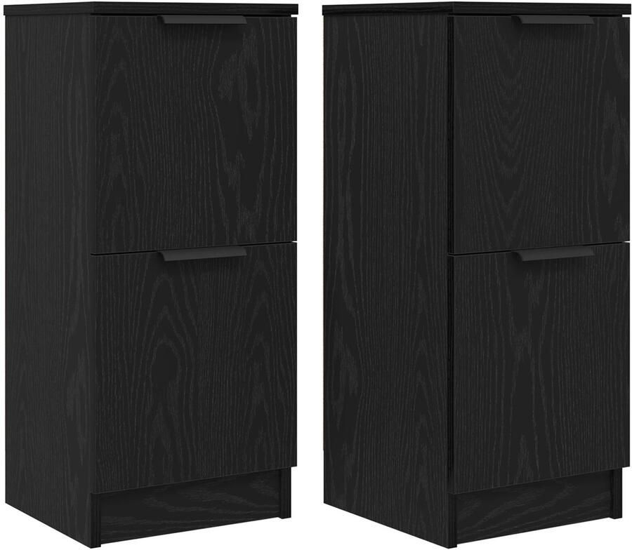 VidaXL Dressoirs 2 stuks in Zwart Eiken 30x30x70 cm Gemaakt van Geengineerd Hout - Foto 2