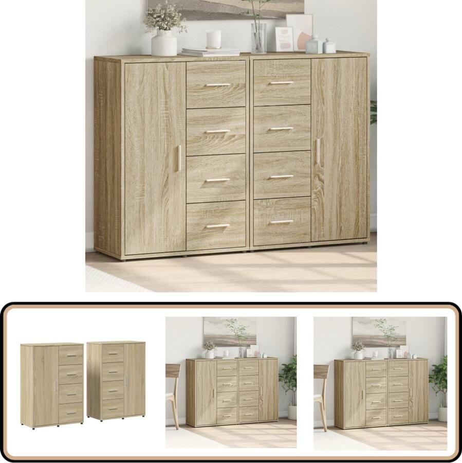 VidaXL Dressoirs 2 stuks Sonoma eiken 60x31x84 cm Dressoir Houten Dressoir Salontafel Opbergkast Tv Meubel