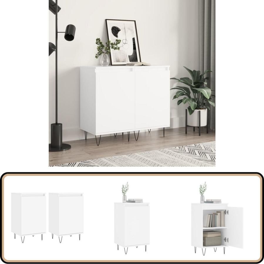 VidaXL Dressoirs 2 stuks Wit 40x35x70 cm Dressoir Wit Dressoir Houten Dressoir Modern Dressoir Vintage Dressoir
