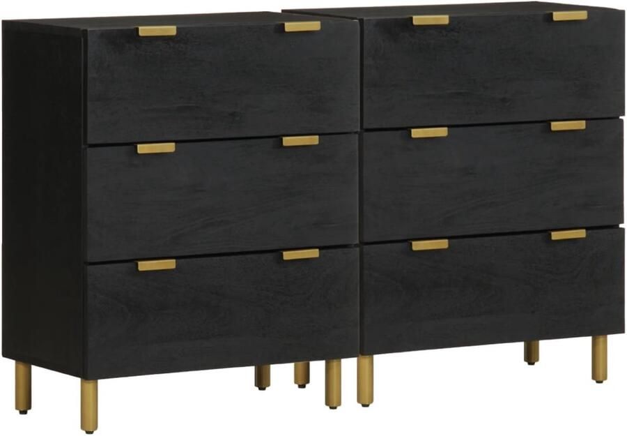 VidaXL Dressoirs 2 stuks Zwart 60x33x75 cm Dressoir Dressoirs Opbergkast Wandkast