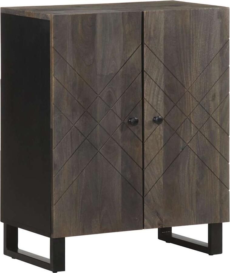 VidaXL Dressoirs 3-delig Massief Mangohout Zwart Dressoir Dressoirs Opbergkast Wandkast