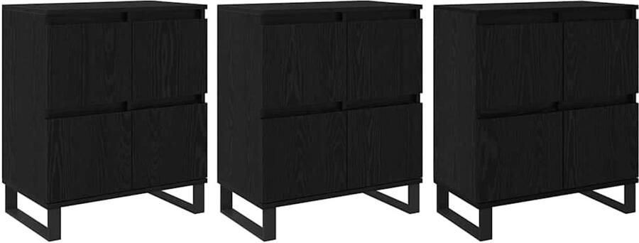 VidaXL Dressoirs 3 pcs Zwart eiken 180 x 35 x 70 cm Bewerkt hout