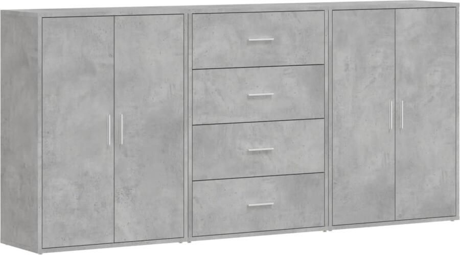 VidaXL -Dressoirs-3-st-60x31x84-cm-bewerkt-hout-betongrijs