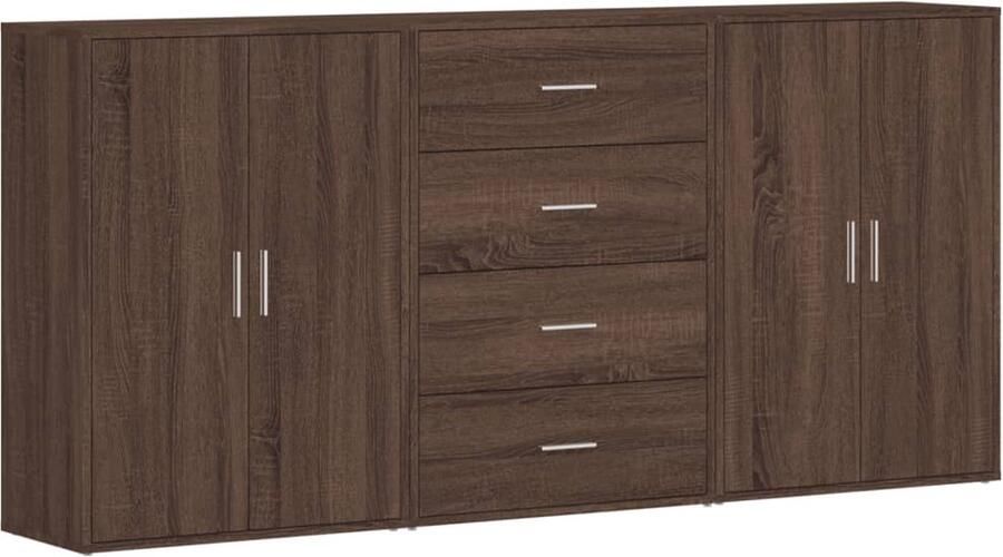 VidaXL -Dressoirs-3-st-60x31x84-cm-bewerkt-hout-bruin-eikenkleurig