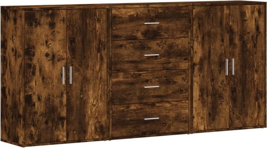 VidaXL -Dressoirs-3-st-60x31x84-cm-bewerkt-hout-gerookt-eikenkleurig