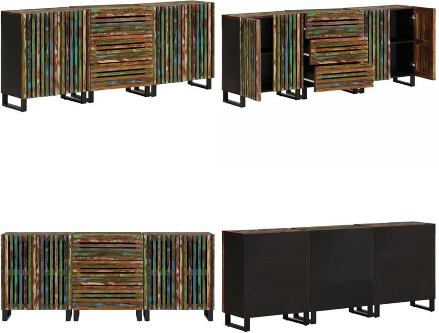 VidaXL Dressoirs 3 st 60x34x75 cm massief acaciahout Dressoir Dressoirs Opbergkast Wandkast