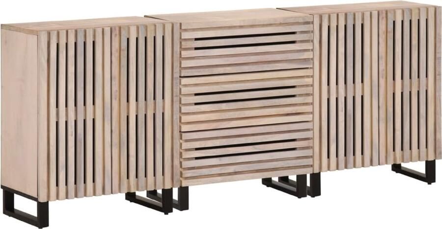 VidaXL Dressoirs 3 st 60x34x75 cm massief mangohout