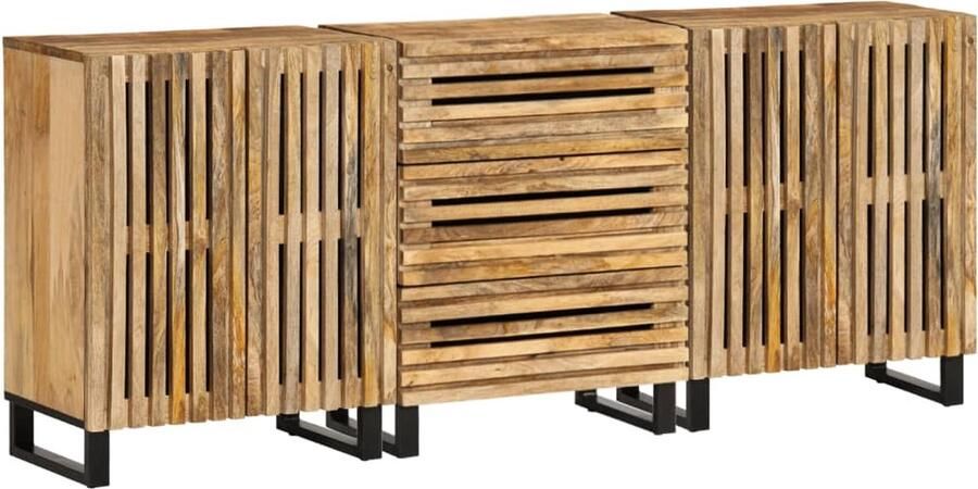VidaXL Dressoirs 3 st 60x34x75 cm massief ruw mangohout