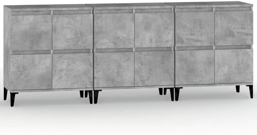 VidaXL Dressoirs Set van 3 Betonlook 60x35x70 cm Dressoir Vintage Dressoir Houten Dressoir Grijze Dressoir Salontafel