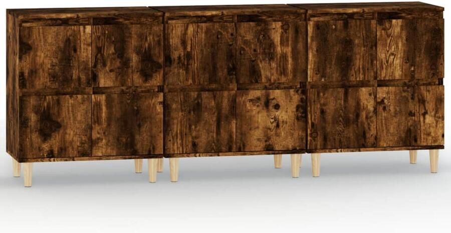 VidaXL Dressoirs 3 stuks Gerookt eiken 60x35x70 cm Dressoir Houten Dressoir Vintage Dressoir Landelijk Dressoir Salontafel