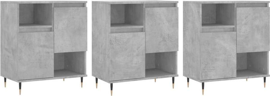 VidaXL Dressoirs 3 stuks Bewerkt Hout Betongrijs Dressoir Houten Dressoir Grijze Dressoir Vintage Dressoir Salontafel