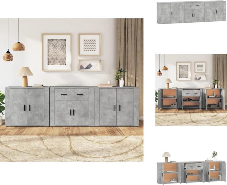 VidaXL -Dressoirs-3-st-bewerkt-hout-betongrijs - Foto 6