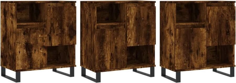 VidaXL Dressoir Set Gerookt Eiken 3 Stuks Dressoir Vintage Dressoir Houten Dressoir Landelijk Dressoir Modern Dressoir