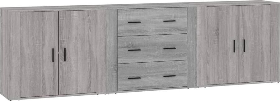 VidaXL -Dressoirs-3-st-bewerkt-hout-grijs-sonoma-eikenkleurig - Foto 2