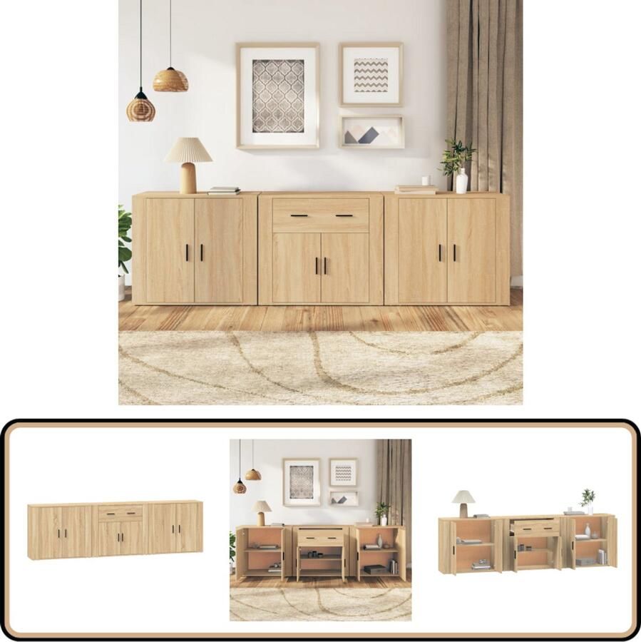 VidaXL -Dressoirs-3-st-bewerkt-hout-sonoma-eiken - Foto 6