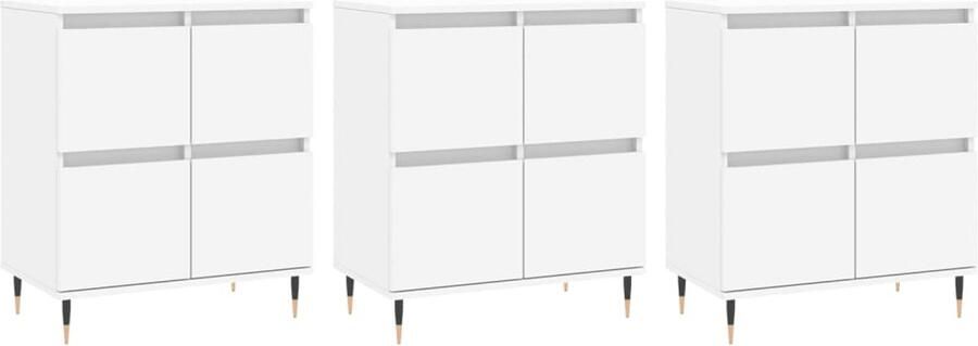 VidaXL Dressoirs 3 st wit Bewerkte hout look Klassieke Dressoir Houten Dressoir Wit Dressoir Opbergen Salontafel