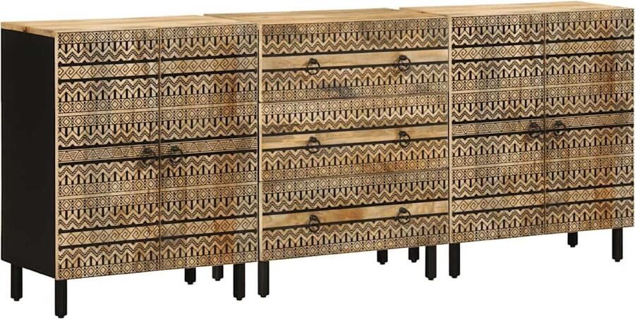 VidaXL Dressoirs 3 st massief mangohout