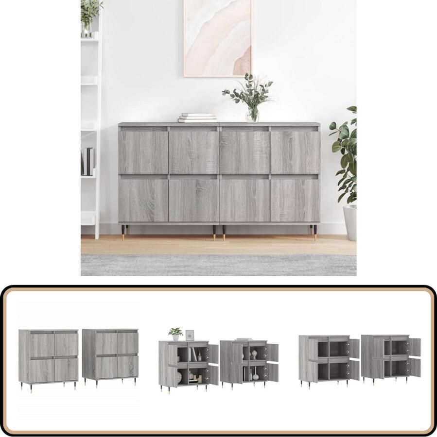 VidaXL Dressoirs Grijs Sonoma Eikenkleur 2 stuks Dressoir Meubels Salontafel Vintage Modern - Foto 2