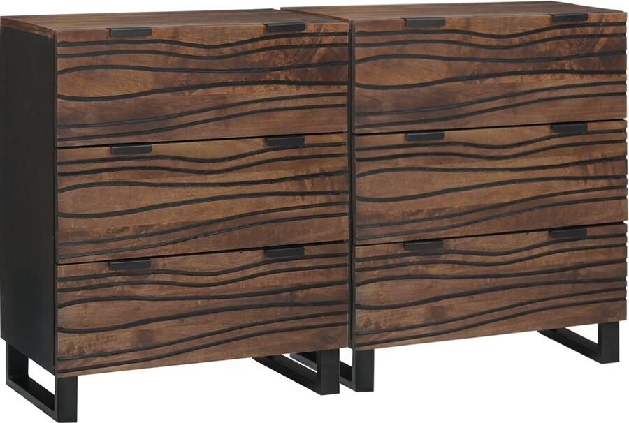 VidaXL Dressoirs met lade met opslag 2 pcs Bruin Medium Massief hout