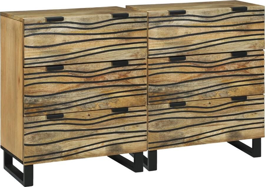 VidaXL Dressoirs met lade met opslag 2 pcs Bruin Medium Massief mango hout