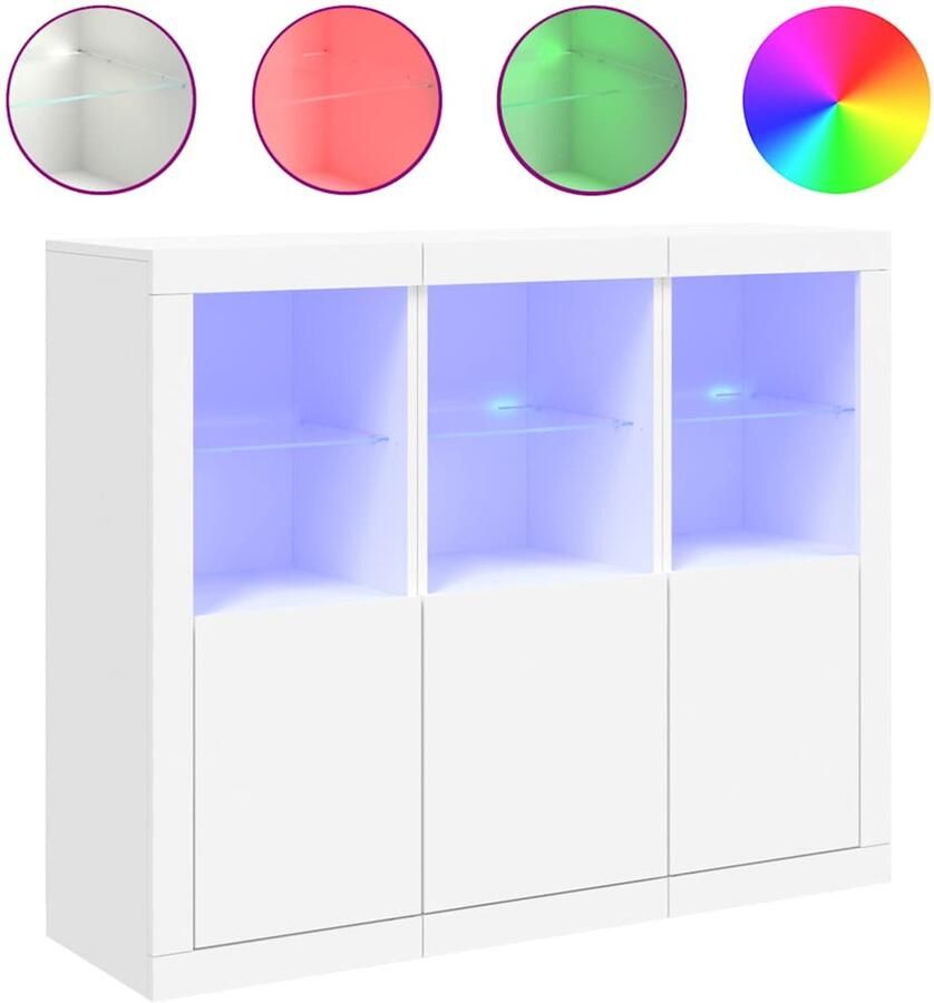 VidaXL -Dressoirs-met-LED-verlichting-3-st-bewerkt-hout-wit - Foto 5