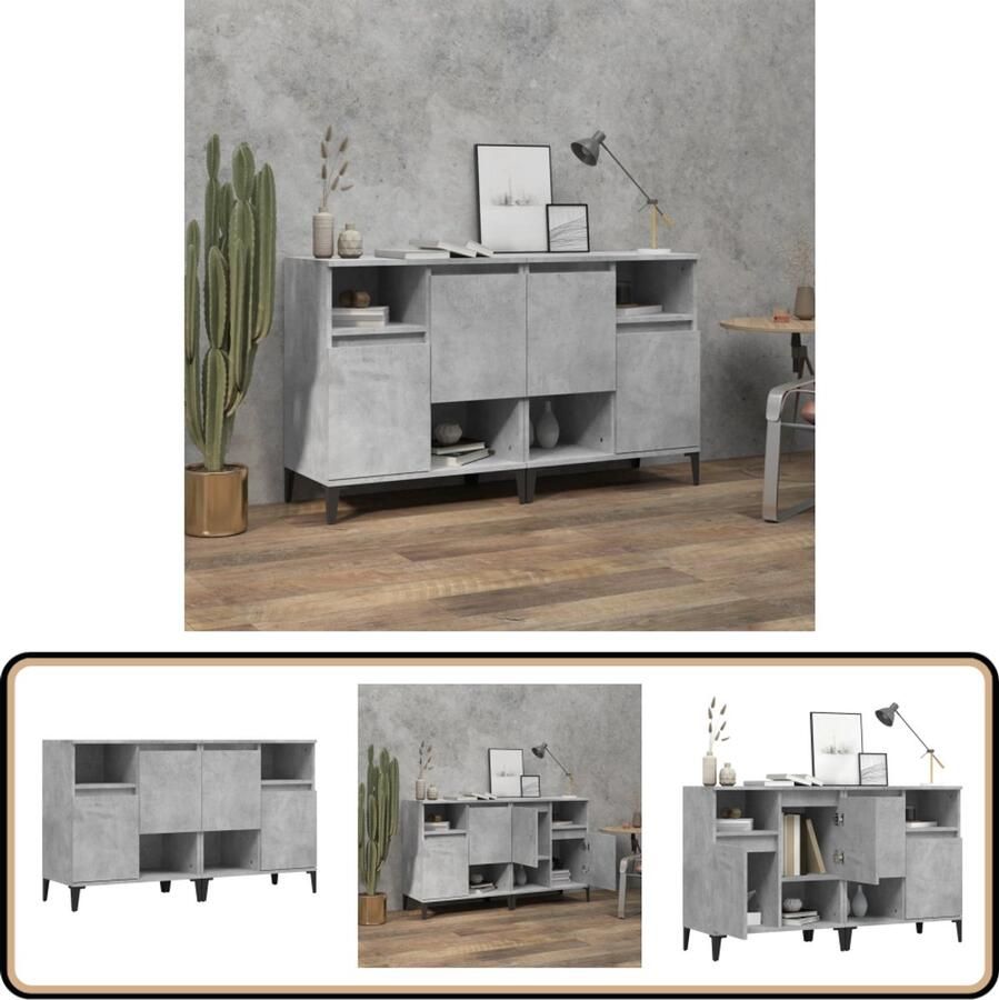 VidaXL Dressoirs Set Betongrijs 60x35x70 cm Dressoir Betongrijs Houten Dressoir Vintage Dressoir Salontafel