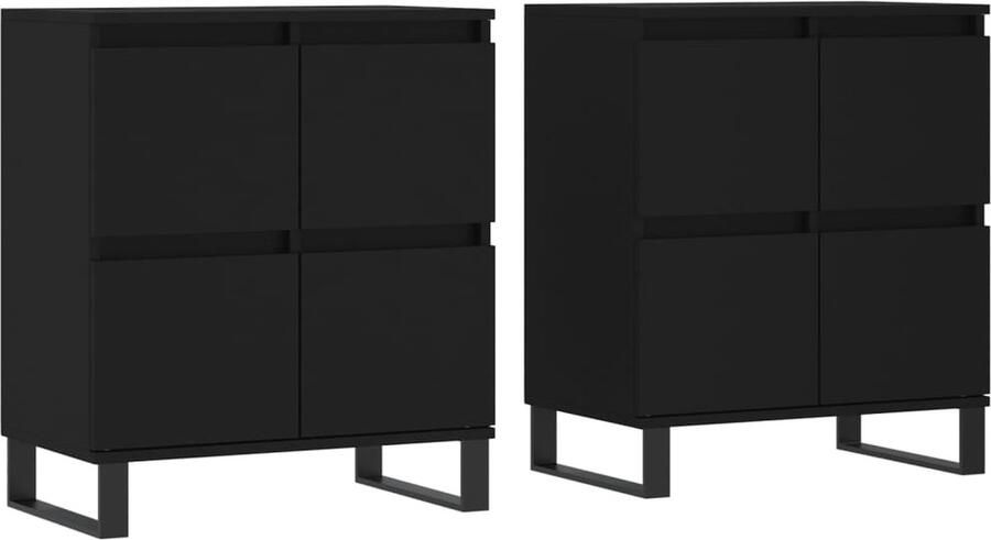 VidaXL Dressoirs Set van 2 Bewerkt Hout Zwart Klassieke Dressoirs Houten Dressoirs Zwarte Dressoirs Voor Woonkamer Dressoirs Voor Slaapkamer