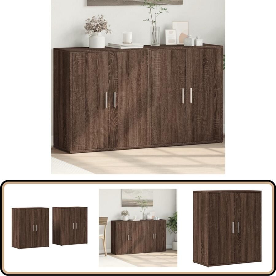 VidaXL Dressoirs Set van 2 Bruin Eiken 60x31x70 cm Dressoir Houten Dressoir Opbergkast Tv Meubel Salontafel