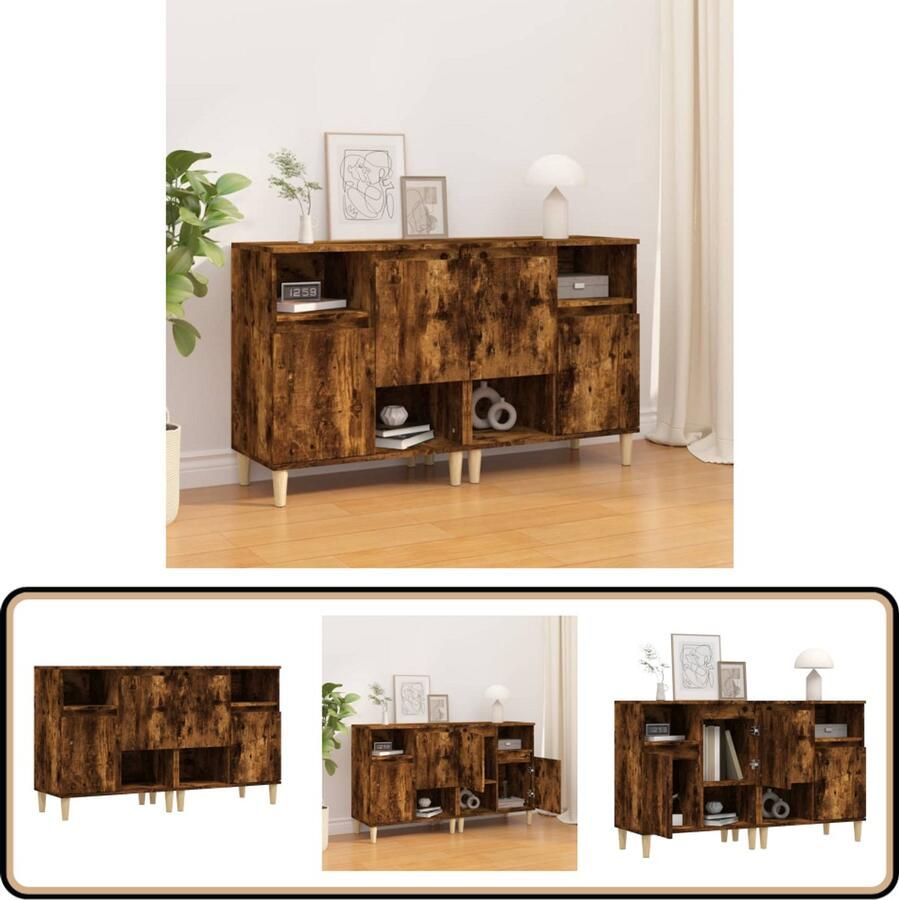 VidaXL Dressoirs Set van 2 Gerookt Eiken 60x35x70 cm Dressoir Meubelen Houten Dressoir Vintage Dressoir Landelijke Stijl - Foto 2