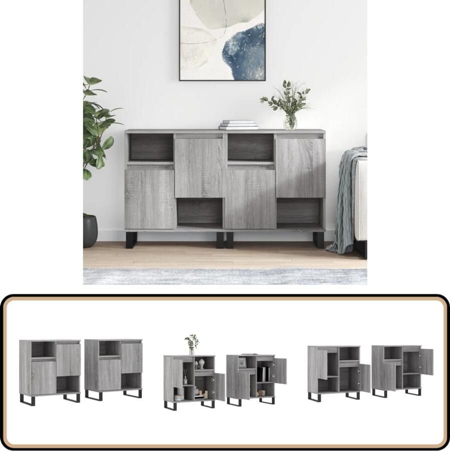 VidaXL Dressoirs Set van 2 Grijs Sonoma Eikenkleurig Dressoir Grijze Dressoir Houten Dressoir Vintage Dressoir Salontafel - Foto 2