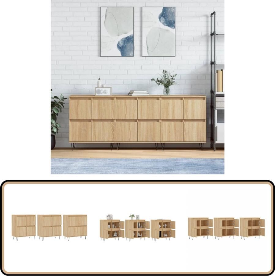 VidaXL Dressoirs Set van 3 Sonoma Eiken Dressoir Salontafel Houten Dressoir Vintage Dressoir Landelijk Dressoir