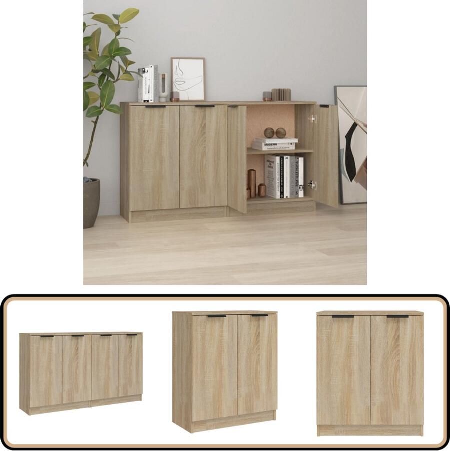 VidaXL Dressoirs Sonoma Eiken 2 stuks 60x30x70 cm Dressoir Houten Dressoir Sonoma Eiken Dressoir Tv Meubel Salontafel - Foto 2