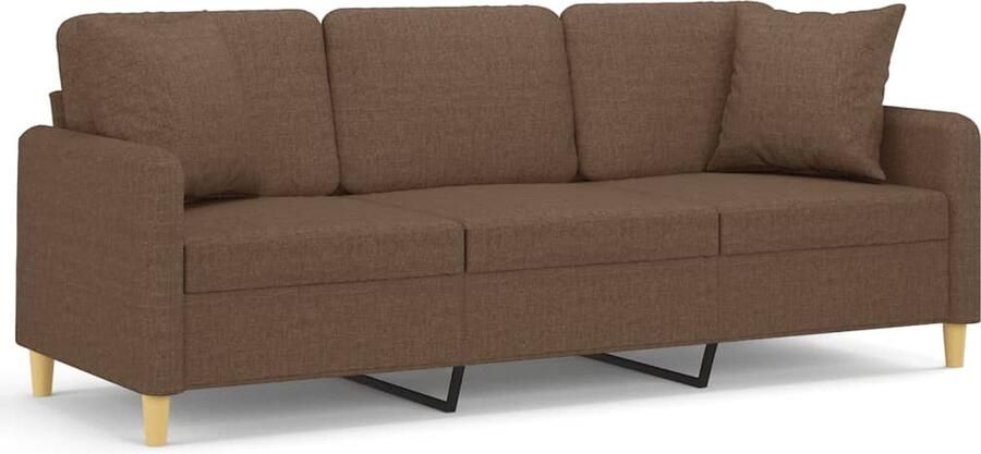 VidaXL Driezitsbank 180 cm Bruin Inclusief Kussens Bruine Bank Comfortabele Bank 3 Persoons Bank Stoffen Bank Lounge Bank