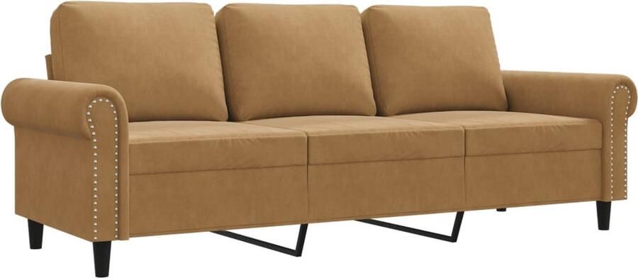 The Living Store Bank Modern Bruin Fluwelen 3-Zits 212 x 77 x 80 cm Comfortabele Zitervaring Bruine Bank Fluweelb Bank 3 Zits Bank Salon Meubilair Luxe Bank - Foto 3