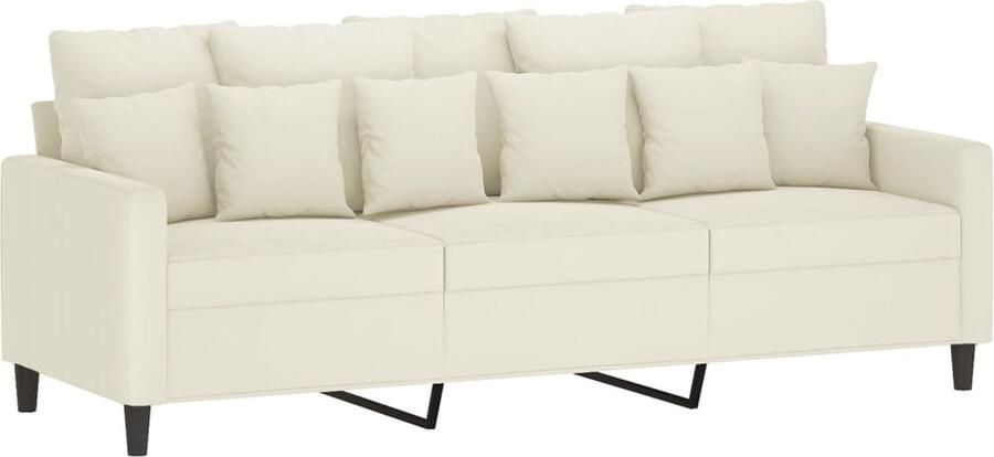 VidaXL Driezitsbank 180 cm fluweel crèmekleurig Drie Zitsbank Velours Bank Creme Bank Banks Kopen Salontafel - Foto 2