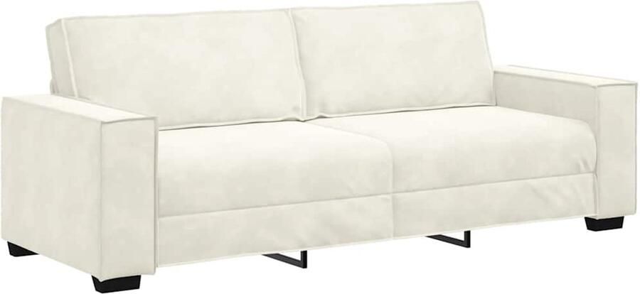 VidaXL Driezitsbank 180 cm fluweel crèmekleurig