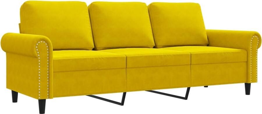 VidaXL Driezitsbank Fluweel Geel 180 cm Drie Zitsbank Banks Kopen Lounge Meubilair Fluweelbanks Gele Bank