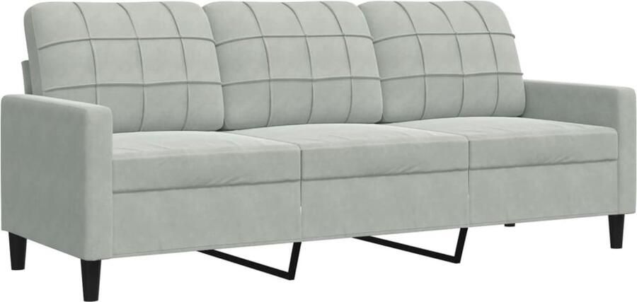 The Living Store Zitsbank Fluweel Grijs 197 x 77 x 80 cm Comfortabel en Stijlvol Drie Zitsbank Fluweel Sofa Grijze Bank Lounge Meubels Living Room Furniture - Foto 2