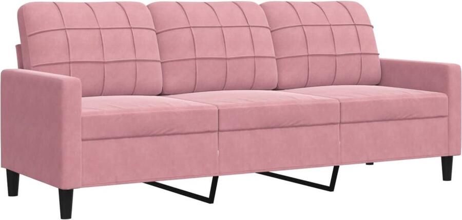 VidaXL Driezitsbank 180 cm fluweel roze