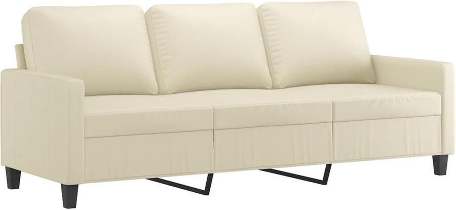 VidaXL Driezitsbank 180 cm kunstleer crèmekleurig 3 Zits Bank Sofa Bankstel Creme Sofa Lederlook Bank Salon Meubilair Living Room Furniture
