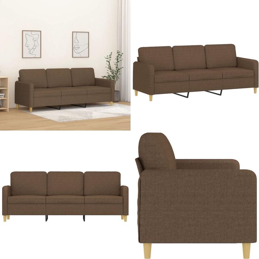 VidaXL -Driezitsbank-180-cm-stof-bruin