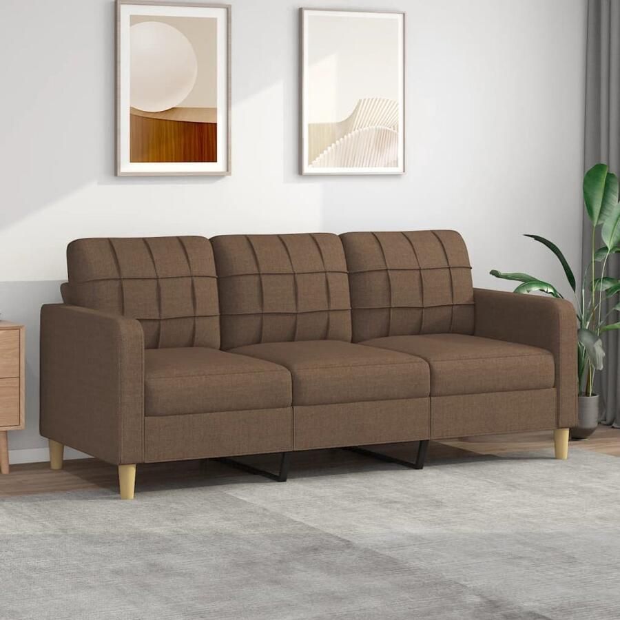 VidaXL Driezitsbank 180 cm Stof Bruin Bruine Bank 3 Zits Bank Banks Kopen Lounge Meubels Woonkamer Meubelen Stoffen Bank Bruine Sofa Luxe Bank Comfort Bank Stijlvolle Bank