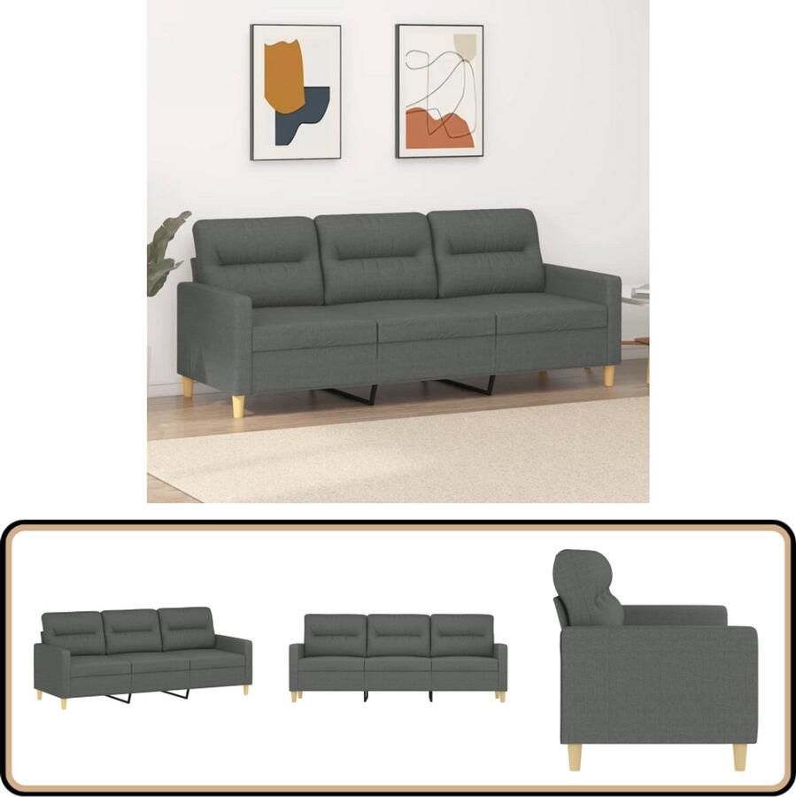 VidaXL Driezitsbank 180 cm Stof Donkergrijs 3 Zits Bank Donkere Bank Bankstellen Grijs Comfortabele Bank Lounge Bank Salon Meubilair Woonkamer Meubels Stijlvolle Bank Trendy Bank Budget Vriendelijke Bank