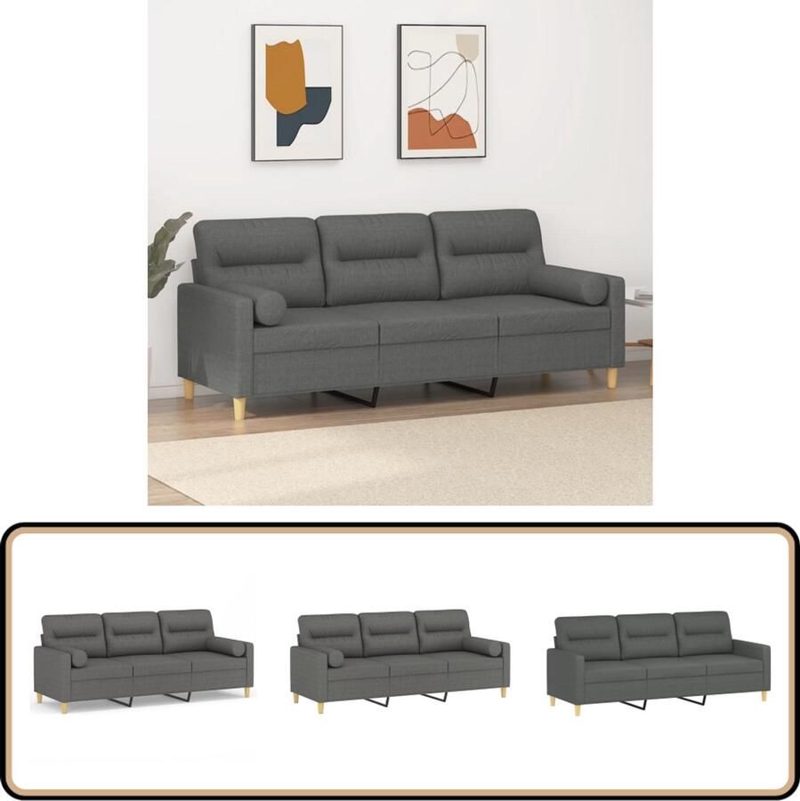 VidaXL Driezitsbank 180 cm Stof Donkergrijs Drie Zits Bank Hoekbank Lounge Bank Banks Kopen Lederen Bank