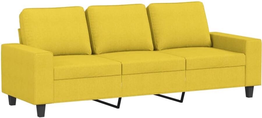 VidaXL Driezitsbank 180 cm stof lichtgeel Drie Zits Bank Sofa Banks Kopen Lounge Meubels Living Room Furniture