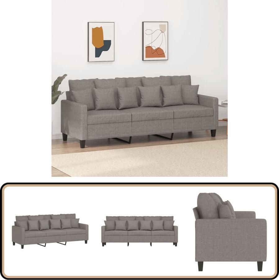 VidaXL Driezitsbank 180 cm Stof Taupe 3 Zits Bank Lounge Bank Banks Kopen Fauteuils Woonkamer Meubels