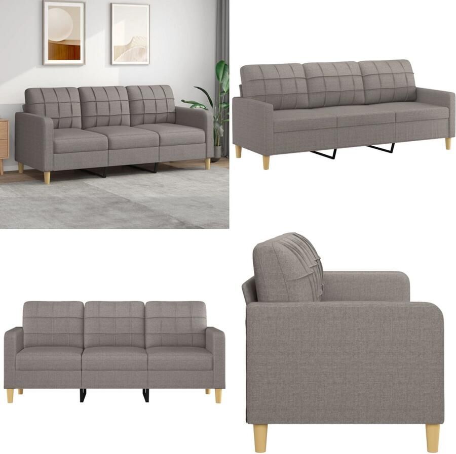 VidaXL Driezitsbank 180 cm stof taupe 3-zitsbank 3-zitsbanken Bank Driezitsbank