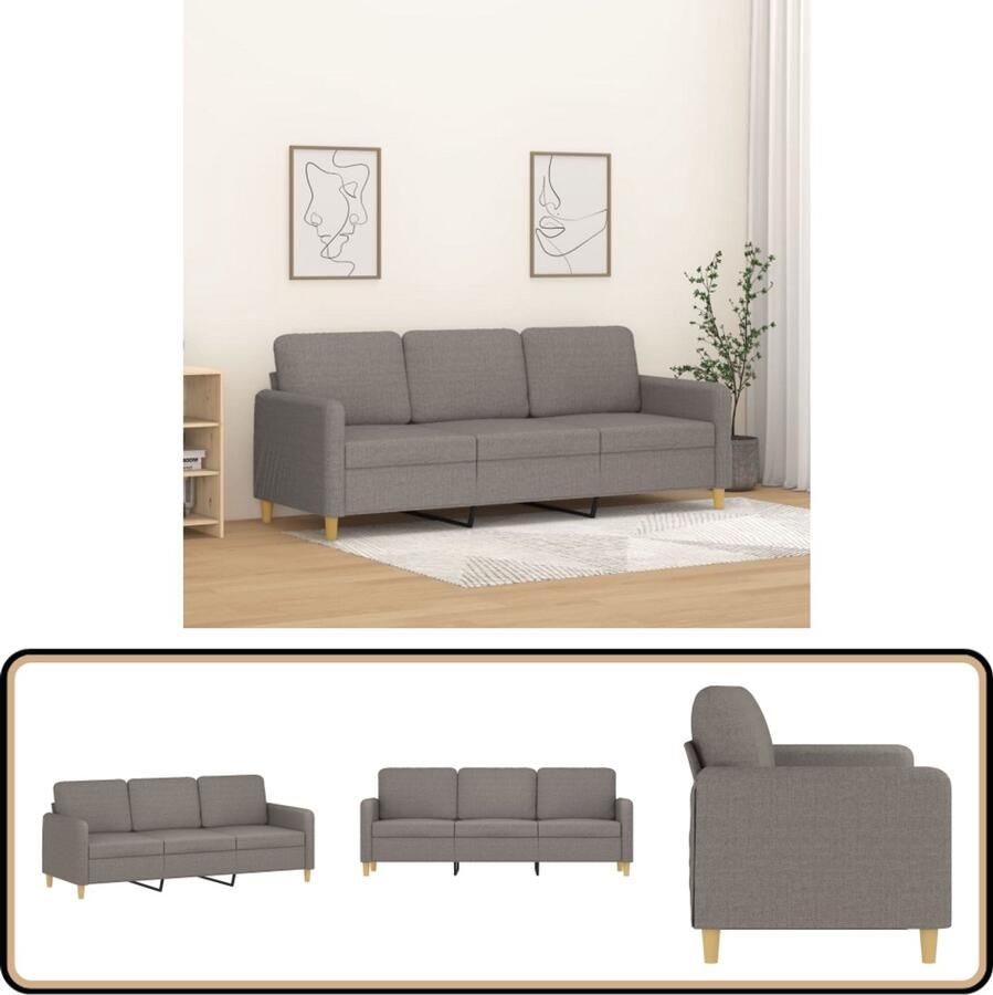 VidaXL Driezitsbank 180 cm Stof Taupe Comfortabele Bank Drie Persoons Bank Banks Kopen Salon Meubels Lounge Bank