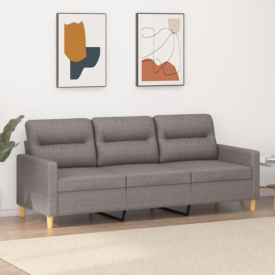 VidaXL Driezitsbank 180 cm Stof Taupe Modern Design 3 Zitsbank Sofa Banks Kopen Lounge Meubilair Woonkamer Meubels Taupesofa Lederlook Sofa Velours Bank Stijlvolle Bank Comfortabele Bank Budgetvriendelijke Bank - Foto 2
